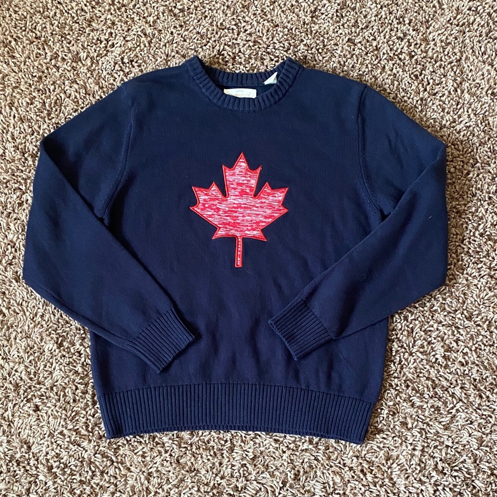 Weatherproof 100% Cotton Navy Blue Maple Leaf Sweater Size Medium